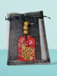 Gold and Red Ladybug Handpainted Wooden Keychain