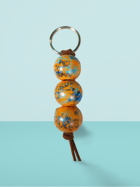 Orange and Blue Hand Painted Wooden Fidget Keychain