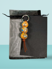 Orange and Blue Hand Painted Wooden Fidget Keychain