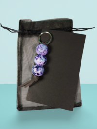 Purple and Silver Hand Painted Wooden Fidget Keychain